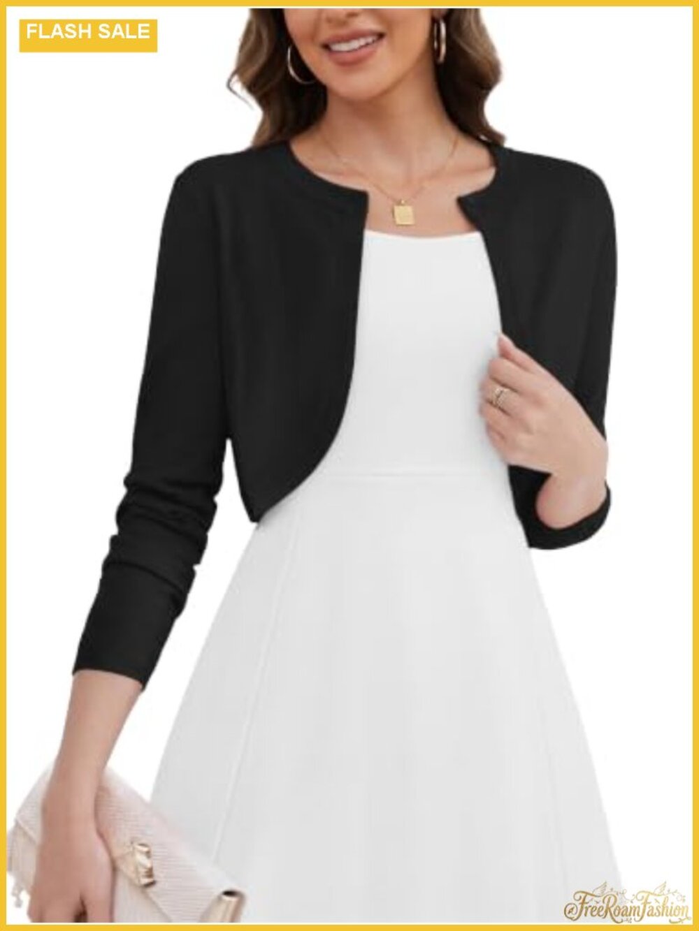 Women's Cropped Long Sleeve Button Bolero Shrug Cardigan Cover Up